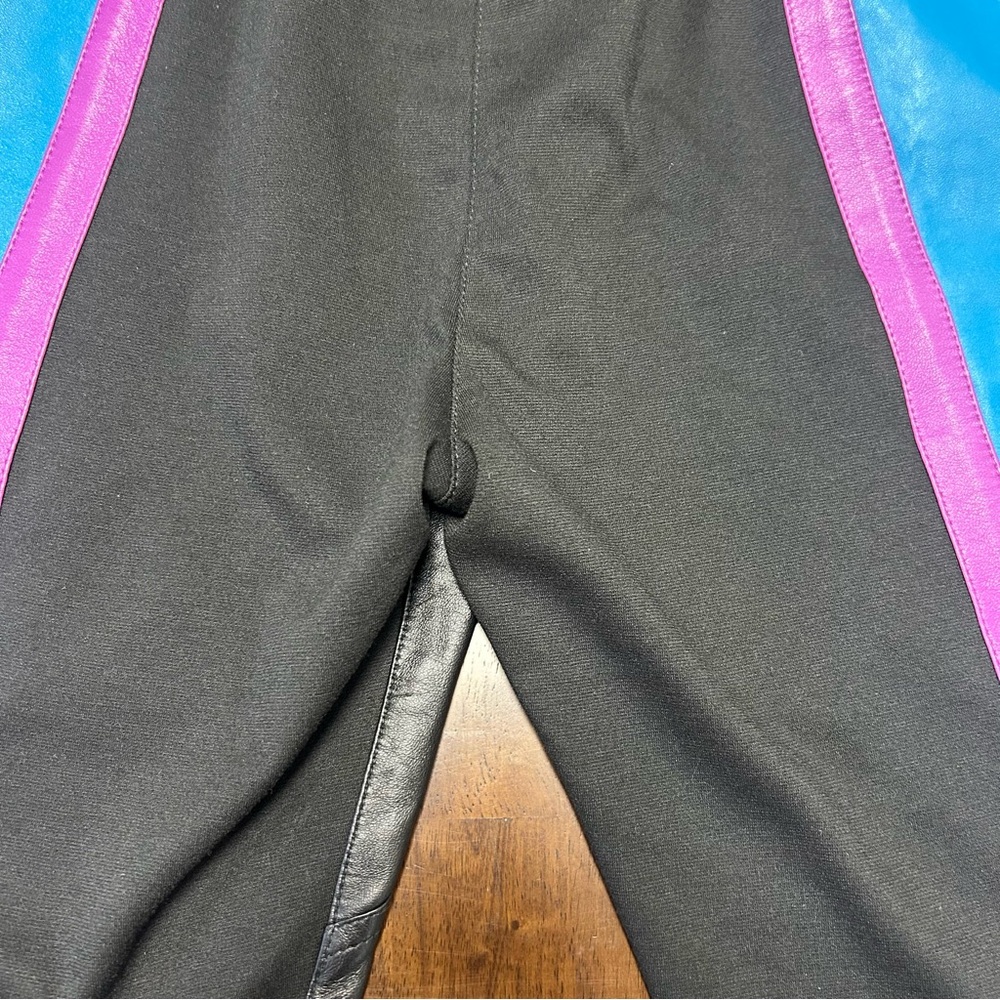 NWT ARTICA-ARBOX Blue and Purple Colorblock Leather Bike Shorts Size 0 - Picture 11 of 15